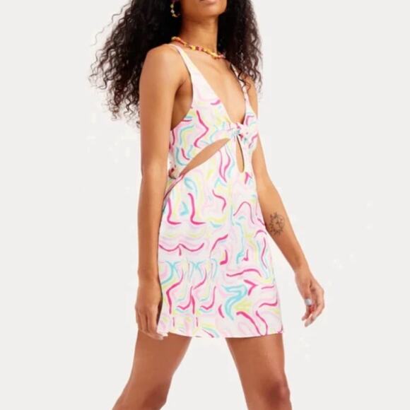 For Love & Lemons FL&L Women’s Palmer Retro Halter Cutout White Mini Dress Small - Picture 13 of 13